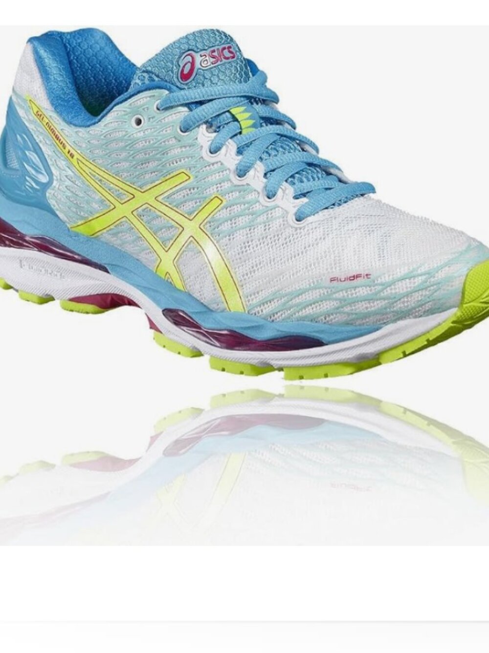 NEW in Box Asics GEL Nimbus 18 white yellow blue Womens 7 US 38 EUR Medium